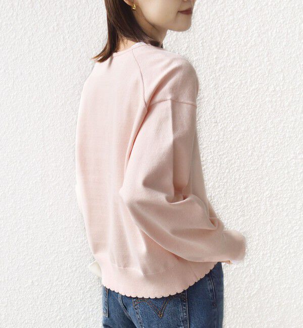 SHIPS for women「〈手洗い可能〉コットン カシミヤ混 スカラップヘム カーディガン」|カーディガン|