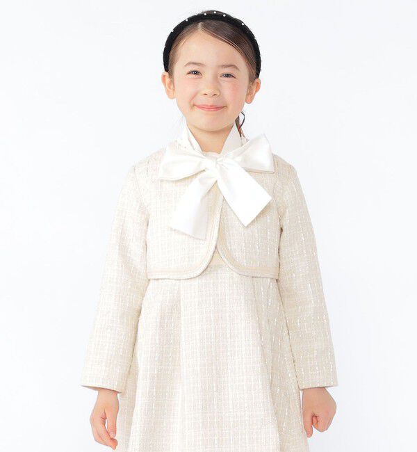SHIPS KIDS「SHIPS KIDS:110～130cm /セレモニー ラメ ツイード ボレロ ジャケット」|ノーカラージャケット|