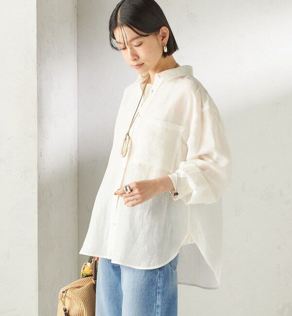 SHIPS for women「《一部追加予約》〈手洗い可能〉IMPERIAL LINEN 混 オーバー サイズ シャツ」|シャツ・ブラウス|