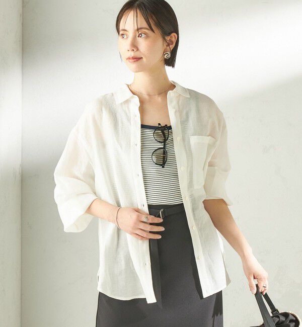 SHIPS for women「《一部追加予約》〈手洗い可能〉IMPERIAL LINEN 混 オーバー サイズ シャツ」|シャツ・ブラウス|