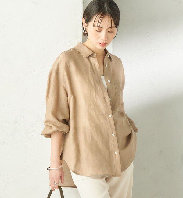 SHIPS for women「《一部追加予約》〈手洗い可能〉IMPERIAL LINEN 混 オーバー サイズ シャツ」|シャツ・ブラウス|