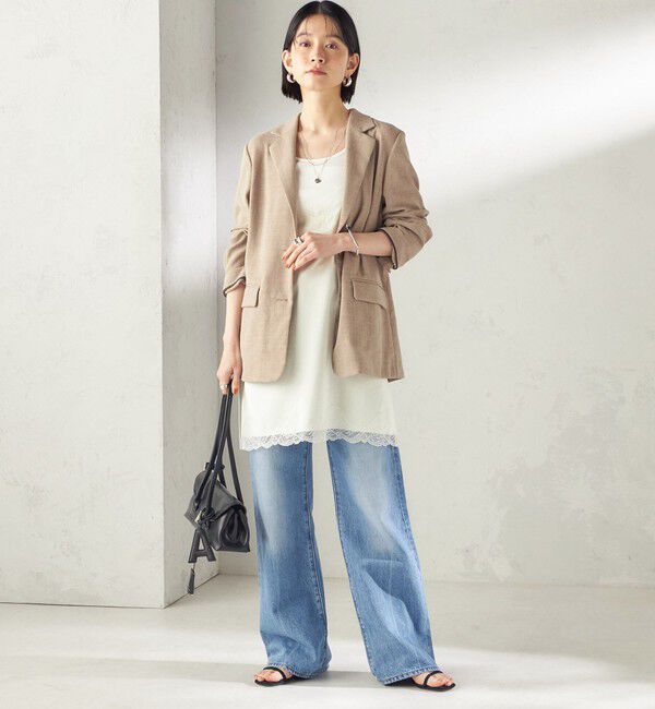 SHIPS for women「〈吸水速乾・手洗い可能〉麻調 ドンゴロス 2釦 ジャケット」|テーラードジャケット|