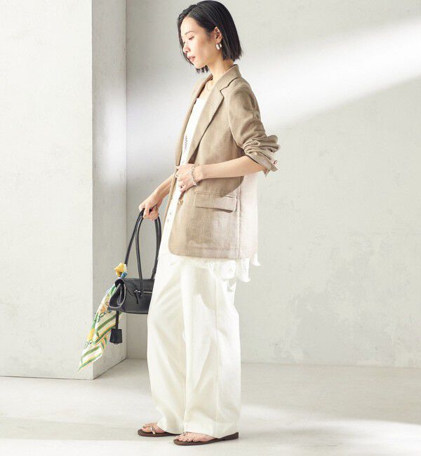 SHIPS for women「〈吸水速乾・手洗い可能〉麻調 ドンゴロス 2釦 ジャケット」|テーラードジャケット|