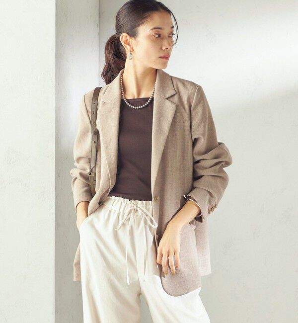 SHIPS for women「〈吸水速乾・手洗い可能〉麻調 ドンゴロス 2釦 ジャケット」|テーラードジャケット|