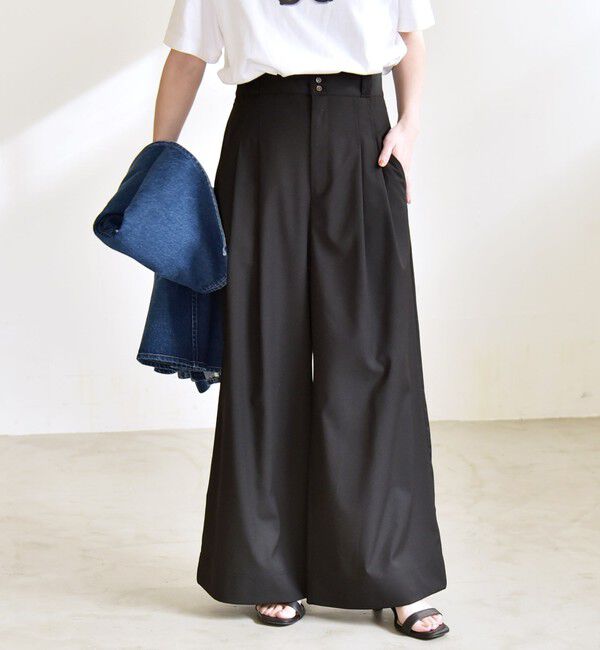 quaranciel「quaranciel:〈洗濯機可能〉ハイウエスト ワイド 2タック パンツ」|その他|