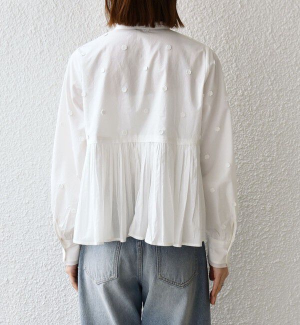 SHIPS any「【WEB限定】SHIPS any:〈洗濯機可能〉フラワー モチーフ ペプラム ギャザー シャツ ブラウス」|シャツ・ブラウス|