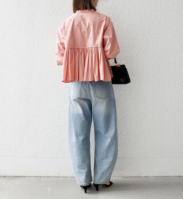 SHIPS any「【WEB限定】SHIPS any:〈洗濯機可能〉フラワー モチーフ ペプラム ギャザー シャツ ブラウス」|シャツ・ブラウス|