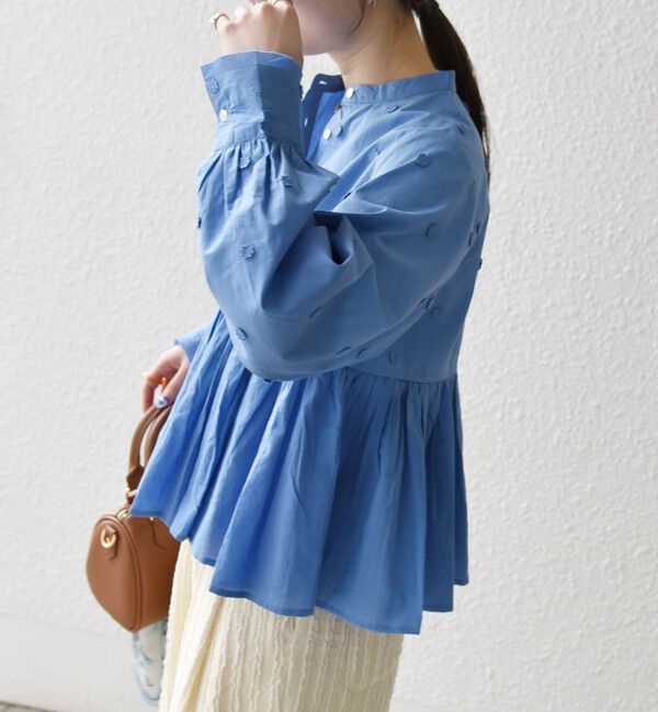 SHIPS any「【WEB限定】SHIPS any:〈洗濯機可能〉フラワー モチーフ ペプラム ギャザー シャツ ブラウス」|シャツ・ブラウス|