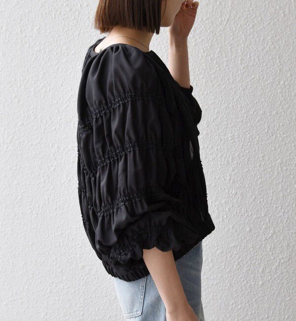 SHIPS any「SHIPS any:〈洗濯機可能〉シアー ギャザー フリル ブルゾン」|ブルゾン・スタジャン|