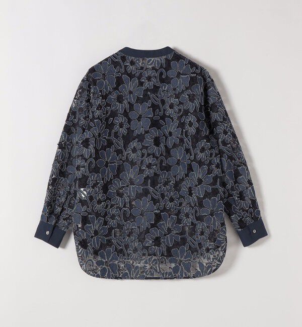 quaranciel「quaranciel:〈手洗い可能〉デニム フラワー レース バンドカラー シャツ」|シャツ・ブラウス|