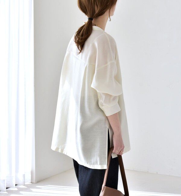 quaranciel「quaranciel:〈洗濯機可能〉リネン ミックス バンドカラー ポケット シャツ」|シャツ・ブラウス|