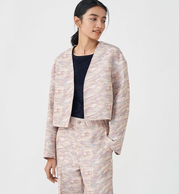 MACPHEE「ストーンジャカード ノーカラージャケット」|ノーカラージャケット|