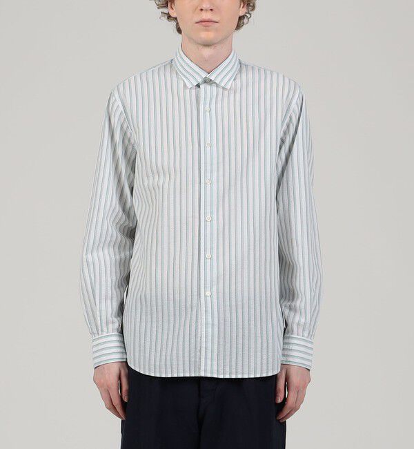 TOMORROWLAND MENS「コットンシアサッカー セミワイドカラーシャツ」|シャツ・ブラウス|