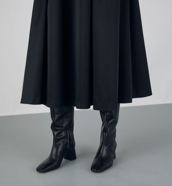 DES PRES「ナイロンハイカウントダブルクロス タックフレアスカート」|フレア|