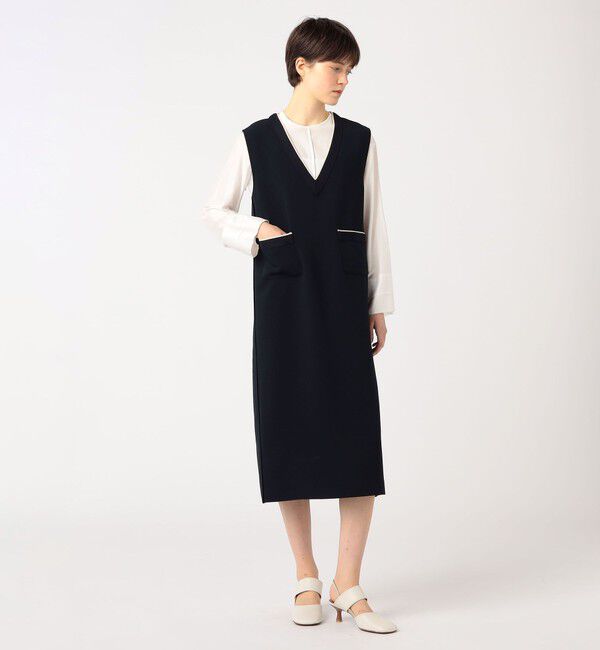 Ballsey「ニットコンビダブルクロス パッチポケットワンピース」|ワンピース|