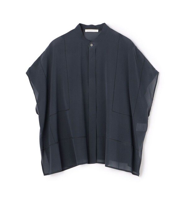 GALERIE VIE「ライトシルクストレッチ スタンドネックボックスシャツ」|シャツ・ブラウス|67 ダークブルー