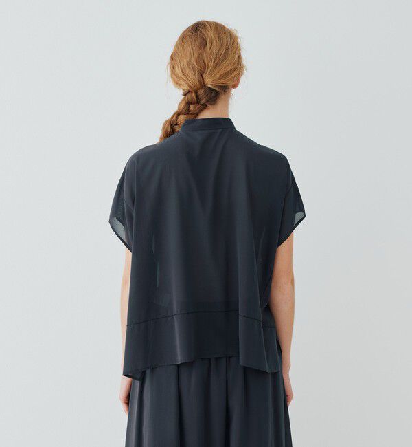 GALERIE VIE「ライトシルクストレッチ スタンドネックボックスシャツ」|シャツ・ブラウス|