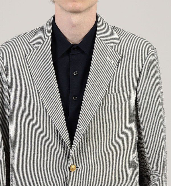 TOMORROWLAND MENS「ウールポリエステル サッカー シングルブレステッド3Bジャケット」|テーラードジャケット|