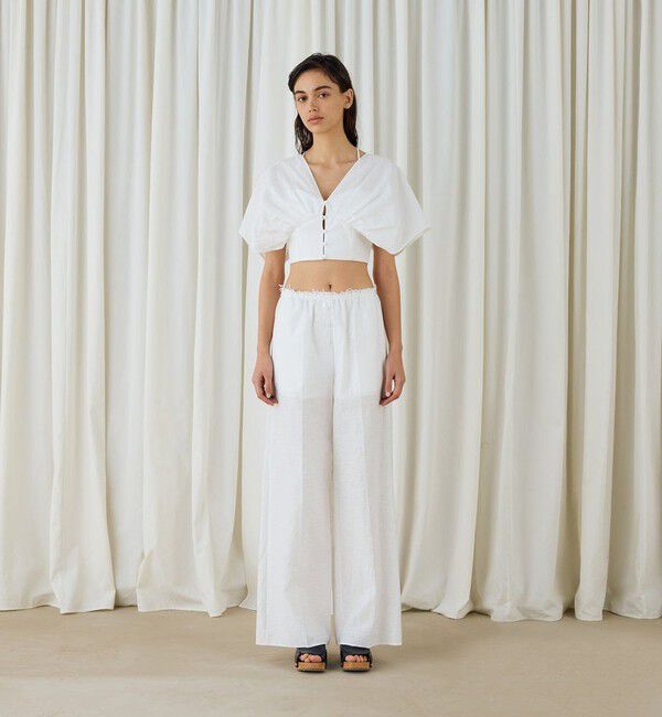 DES PRES「コットンナイロンジャガードオープンスリーブブラウス」|シャツ・ブラウス|