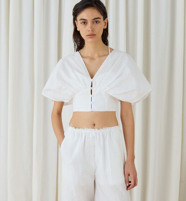 DES PRES「コットンナイロンジャガードオープンスリーブブラウス」|シャツ・ブラウス|