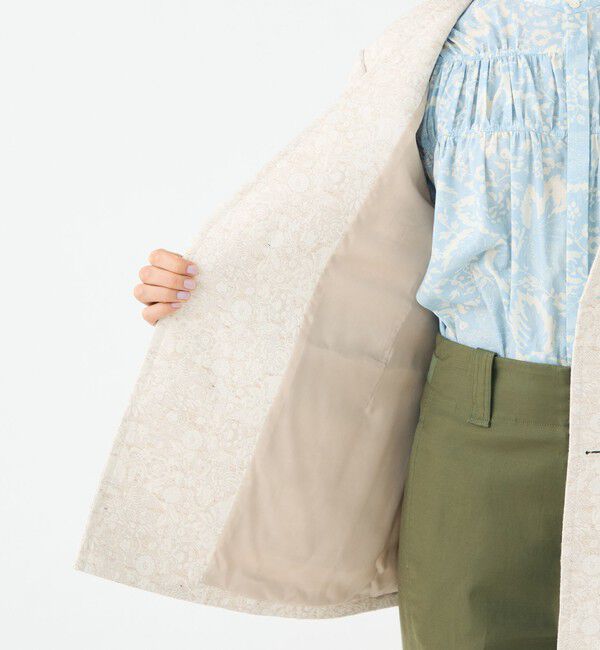 SOULEIADO「ボタニカルジャカード カラーレスジャケット」|ノーカラージャケット|