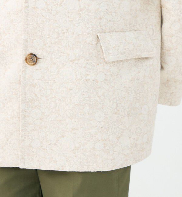 SOULEIADO「ボタニカルジャカード カラーレスジャケット」|ノーカラージャケット|