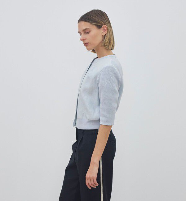 DES PRES「リネンファブリックコンビ ショートニットブラウス」|シャツ・ブラウス|