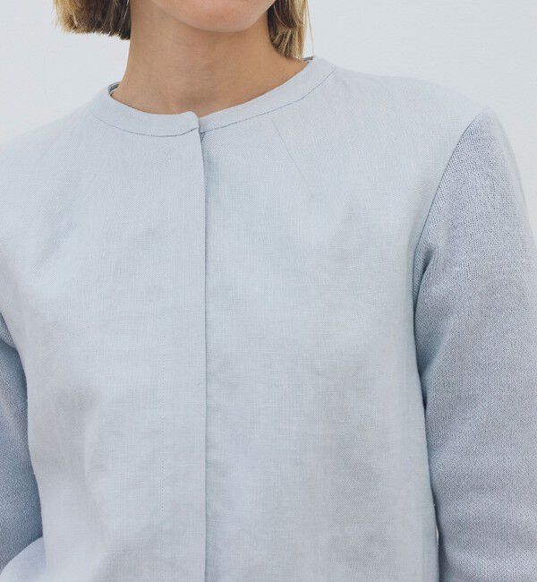 DES PRES「リネンファブリックコンビ ショートニットブラウス」|シャツ・ブラウス|