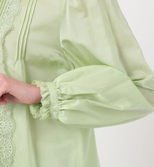Ballsey「コットンシルクサテン タック＆レースブラウス」|シャツ・ブラウス|