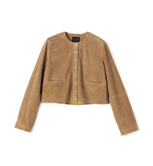 TOMORROWLAND collection「ゴートスエード クルーネックジャケット」|ノーカラージャケット|45 キャメル