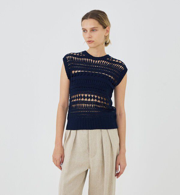 GALERIE VIE「【WEB先行予約】コットンクロシェ ノースリーブプルオーバー」|ニット・セーター|