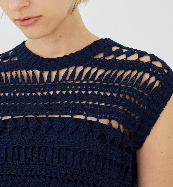 GALERIE VIE「【WEB先行予約】コットンクロシェ ノースリーブプルオーバー」|ニット・セーター|