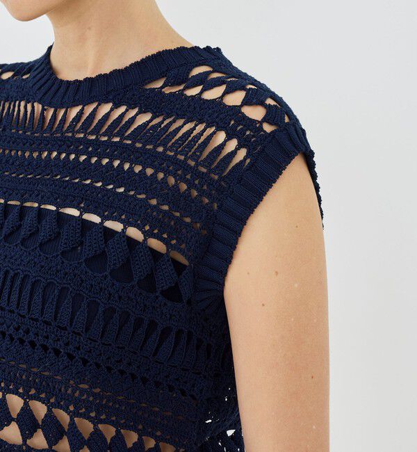 GALERIE VIE「【WEB先行予約】コットンクロシェ ノースリーブプルオーバー」|ニット・セーター|