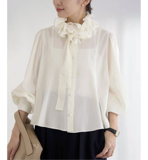 IENA「《追加》&NAVYシアーボウタイブラウス」|シャツ・ブラウス|