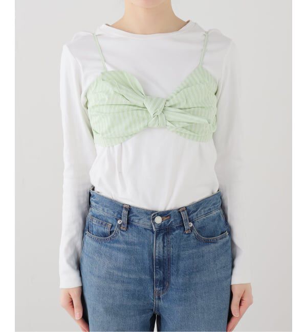 SLOBE IENA「リボンキャミ」|キャミソール|グリーン