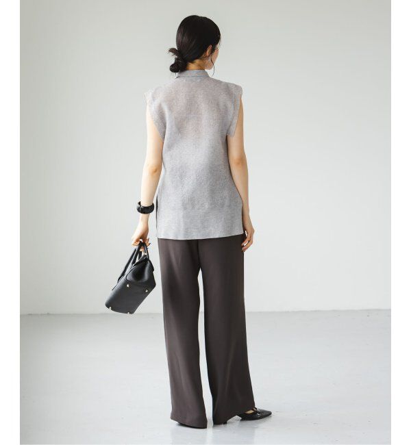 NOBLE「【洗える】ライトジョーゼットドレープパンツ」|スラックス|