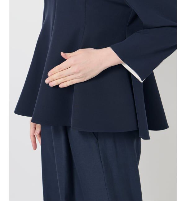  「【洗える】カーブネックフレアブラウス」|シャツ・ブラウス|