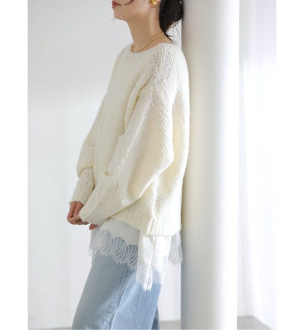  「【洗える】CHIGNON/シニヨン ヘムレースサテンタンク」|シャツ・ブラウス|