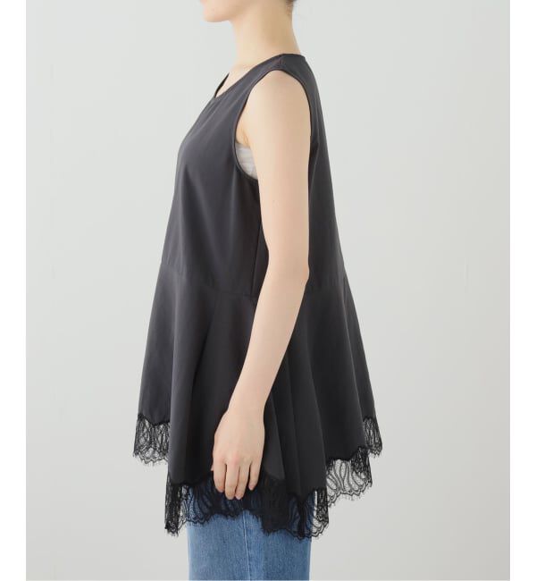  「【洗える】CHIGNON/シニヨン ヘムレースサテンタンク」|シャツ・ブラウス|