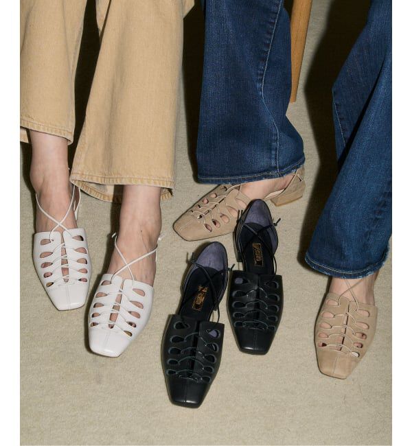 GRISE「GRISEレザースクエアカットワークレースアップフラット」|その他|