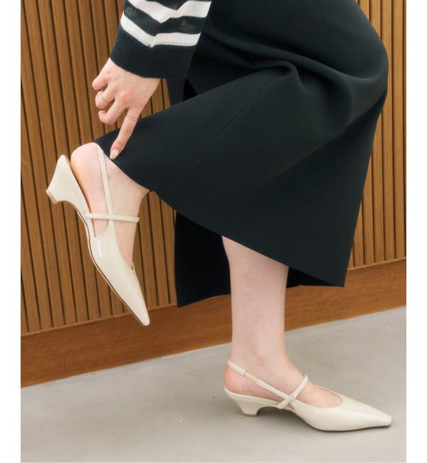  「4cmフレンチスクエアスリングバック」|パンプス|