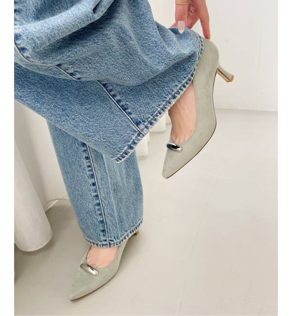  「6.5cmポインテッドメタルモチーフパンプス」|パンプス|グリーン C