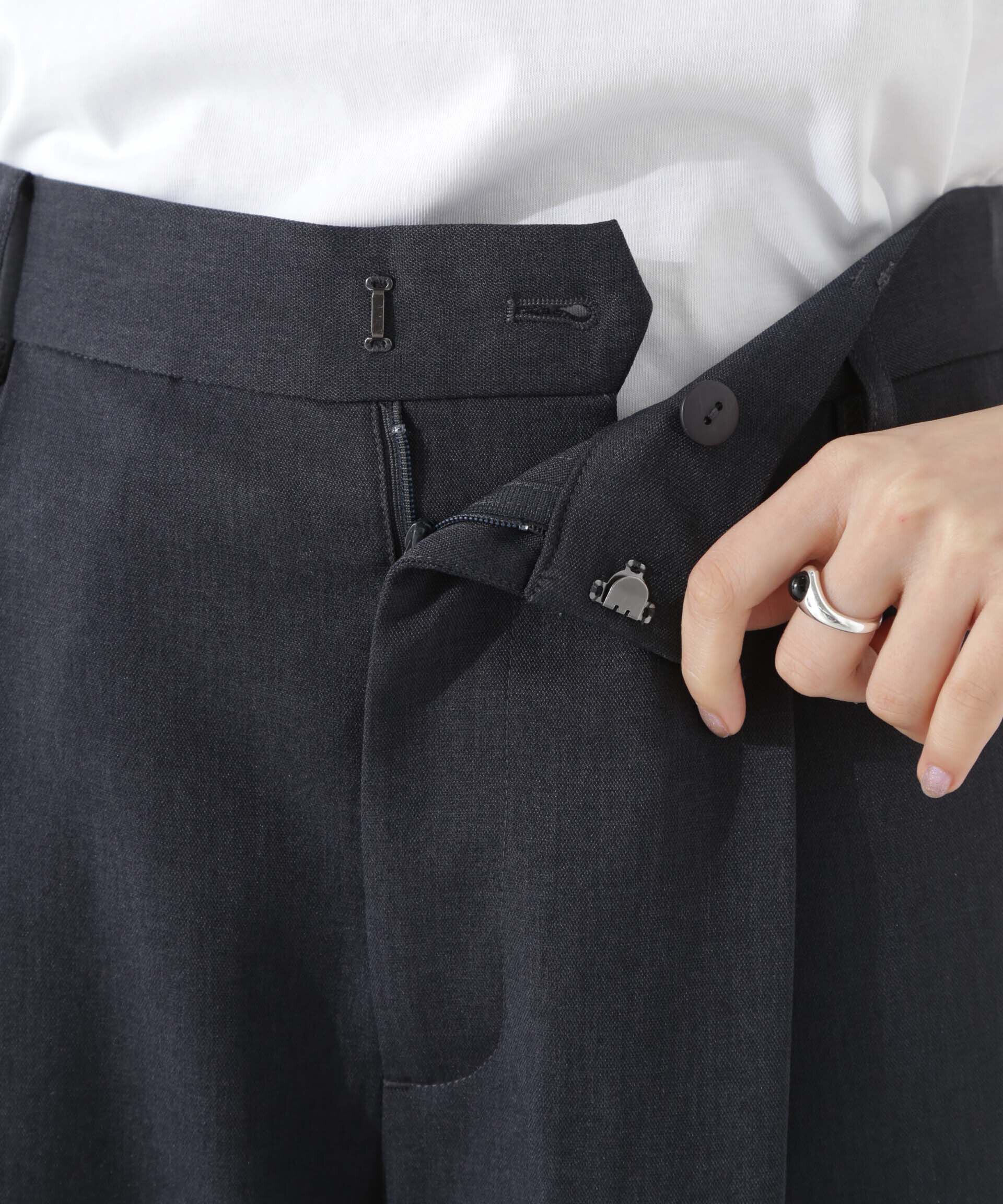 nano･universe「クリスピーツイルタックワイドパンツ(セットアップ可)」|チノ|