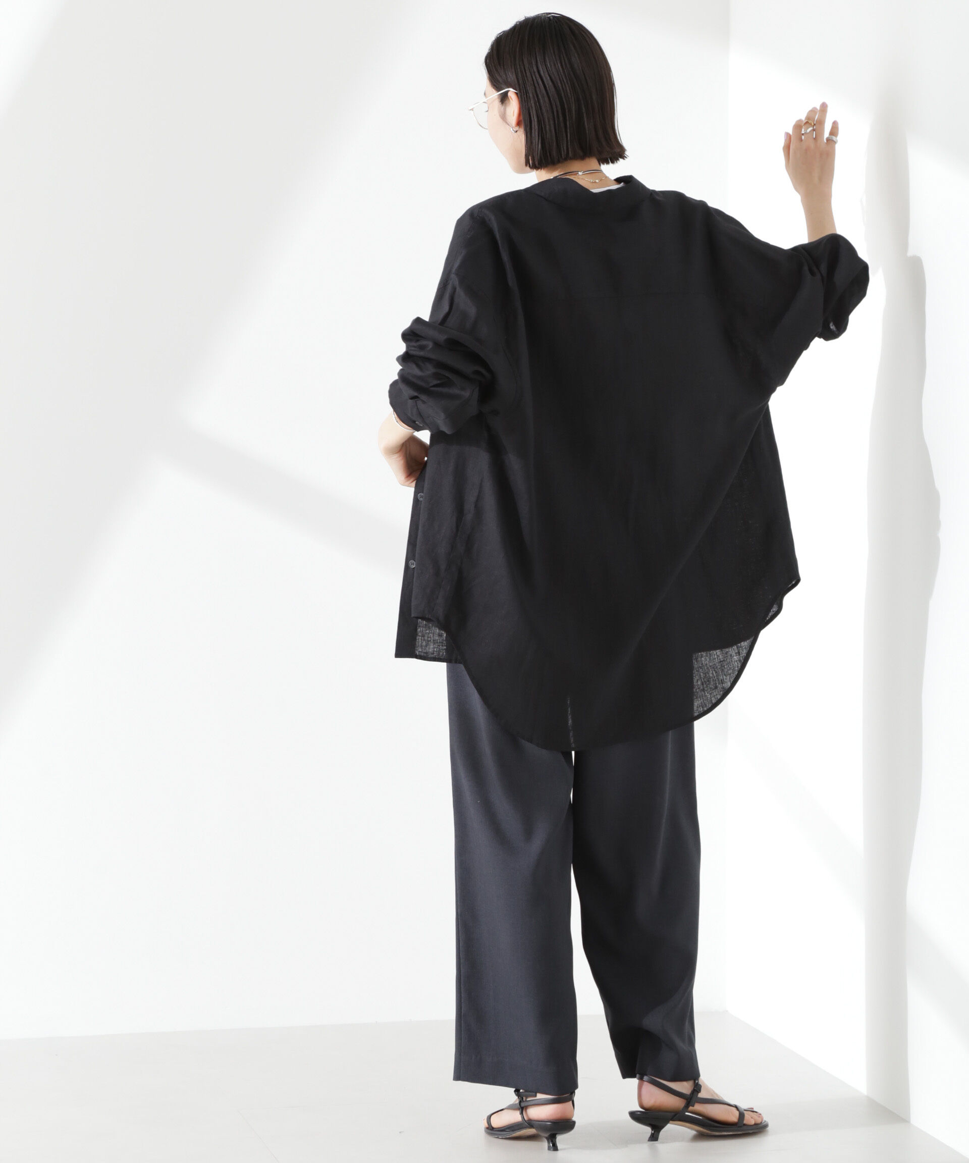 nano･universe「クリスピーツイルタックワイドパンツ(セットアップ可)」|チノ|