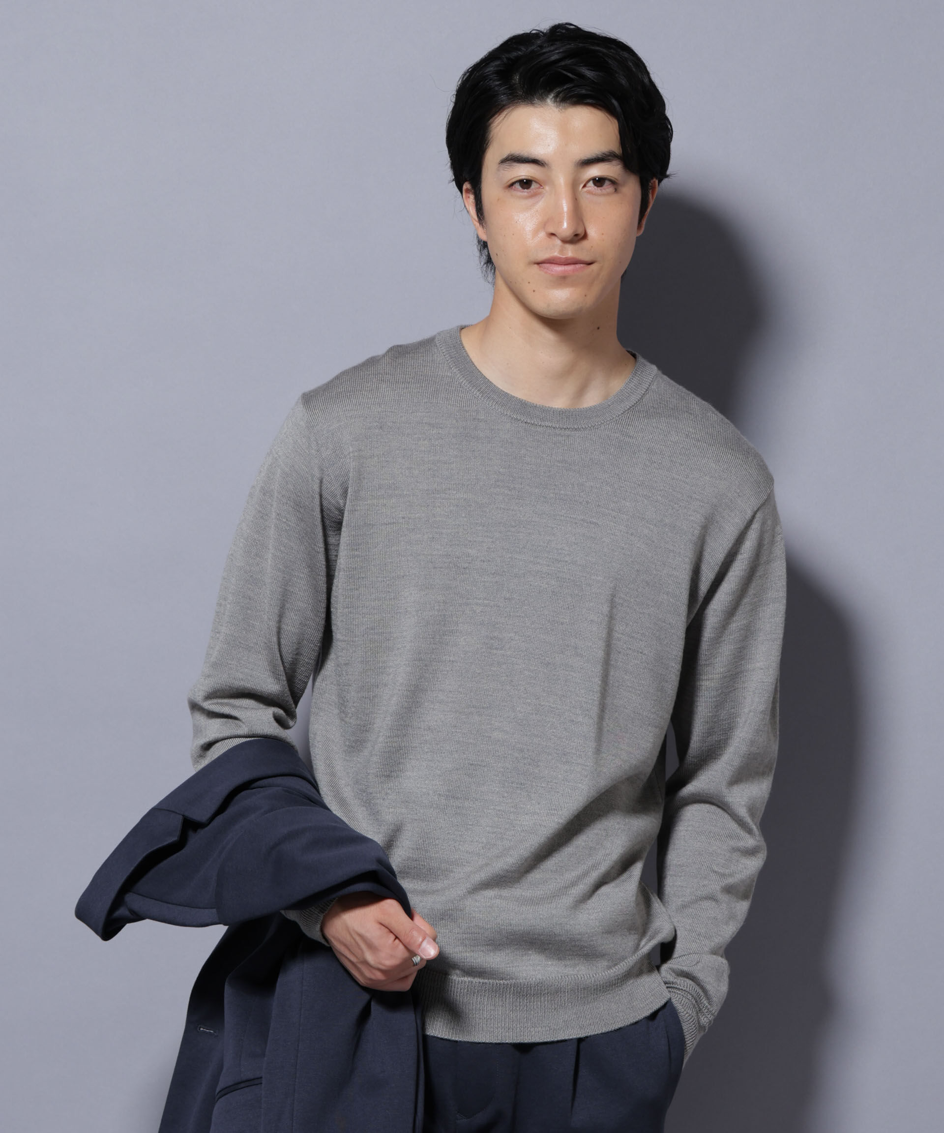 nano･universe「タスマニアミックスクルーネックニット」|ニット・セーター|トップグレー4