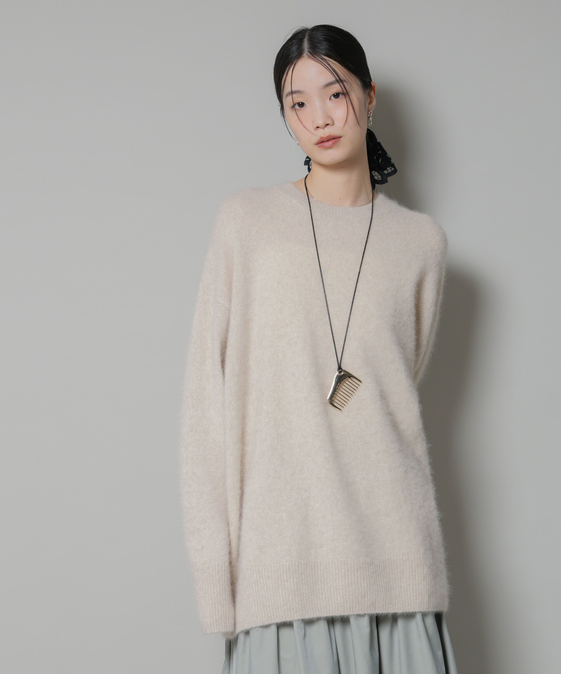 nano･universe「ウォッシャブルフォックスクルーワイドニットプルオーバー」|ニット・セーター|