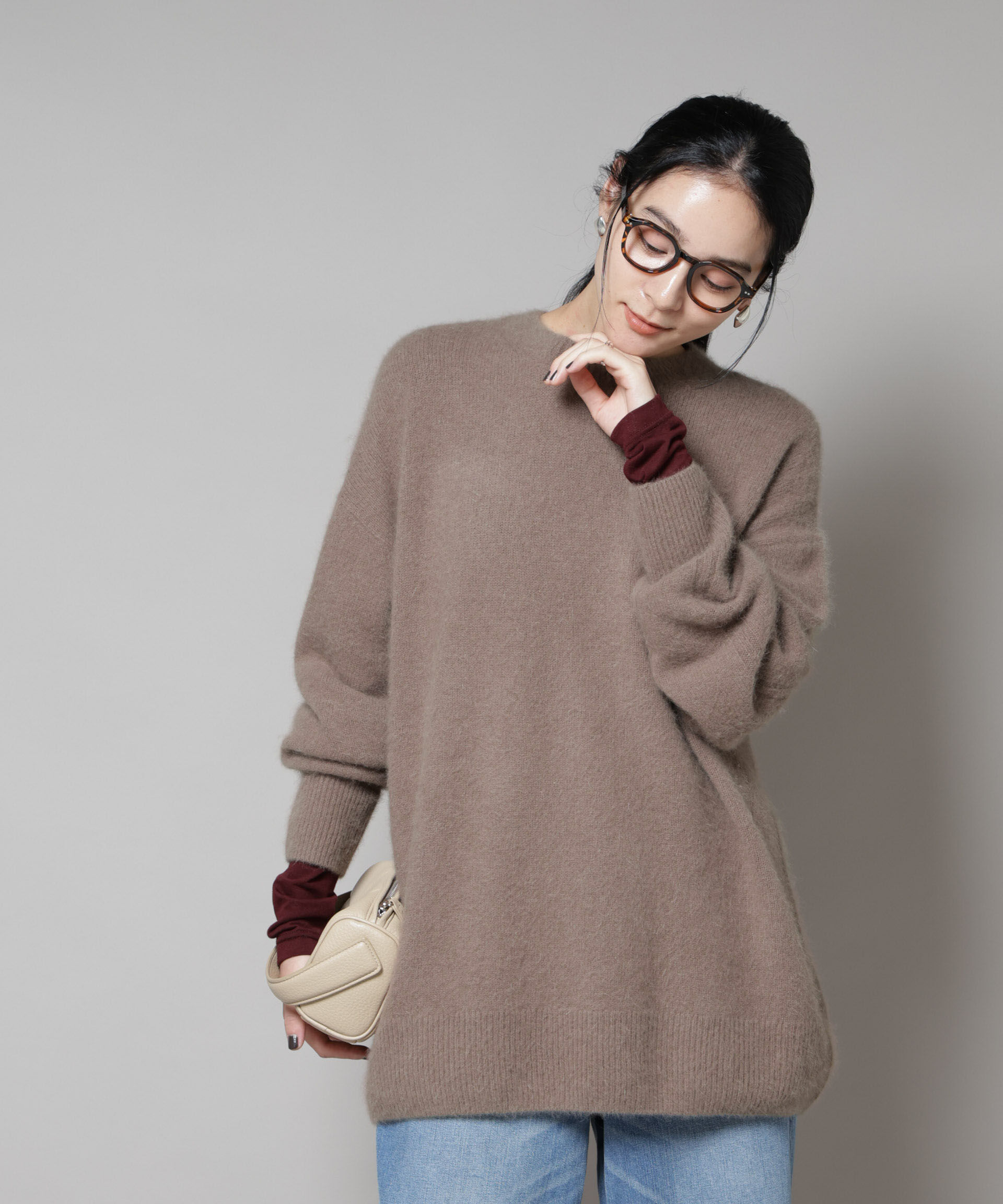 nano･universe「ウォッシャブルフォックスクルーワイドニットプルオーバー」|ニット・セーター|