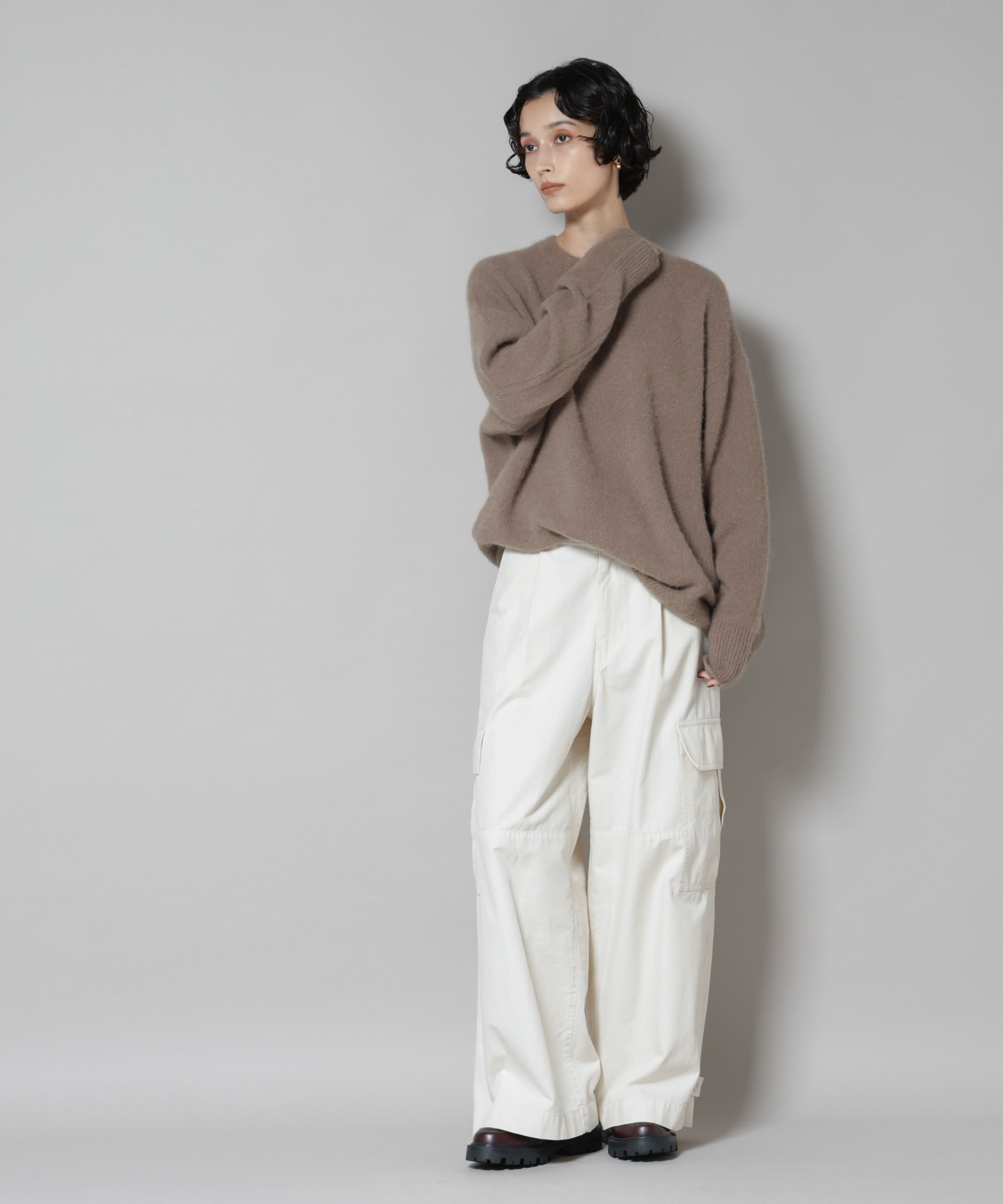 nano･universe「ウォッシャブルフォックスクルーワイドニットプルオーバー」|ニット・セーター|