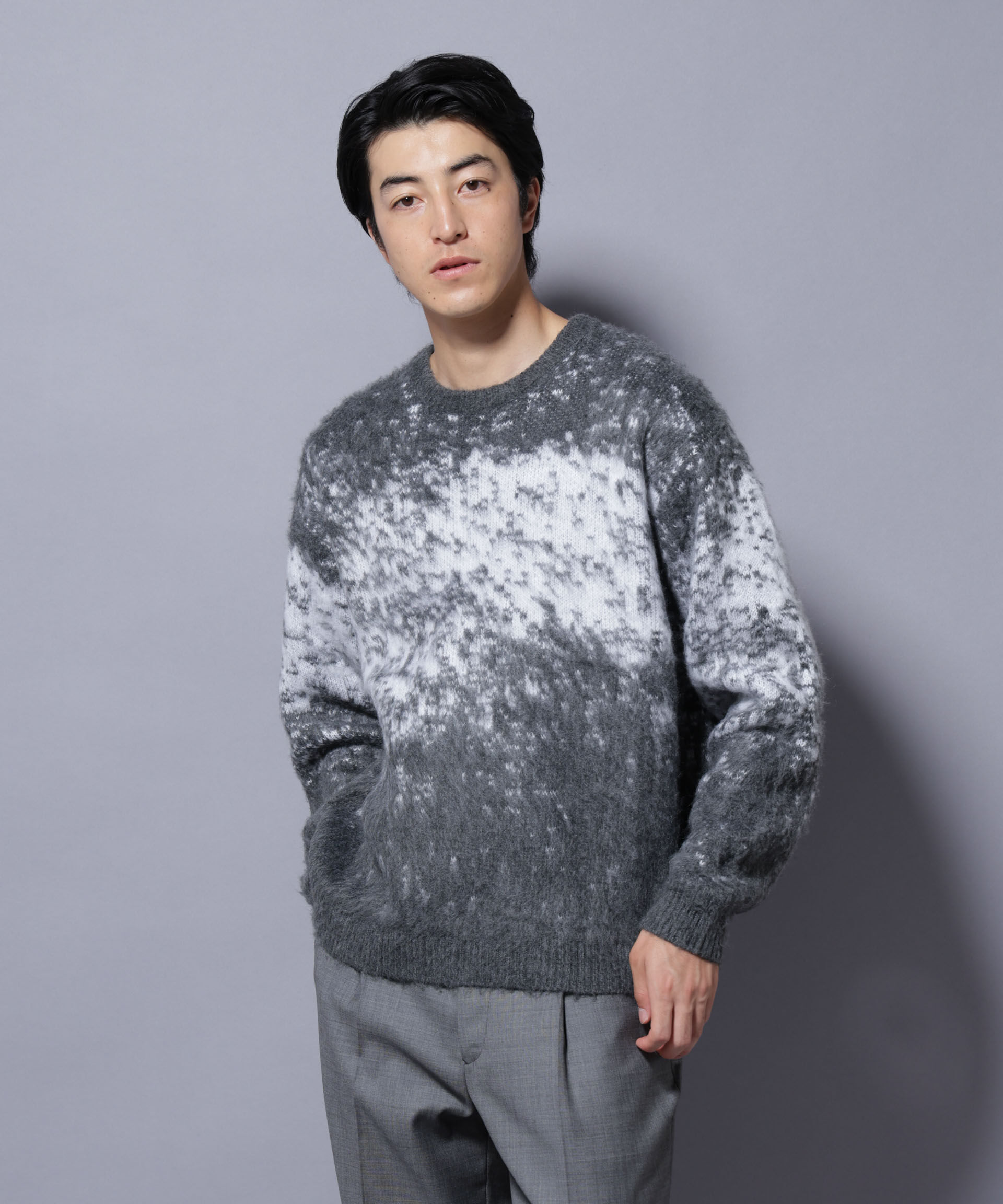 nano･universe「アート柄クルーネックニット1 シックカラー」|ニット・セーター|