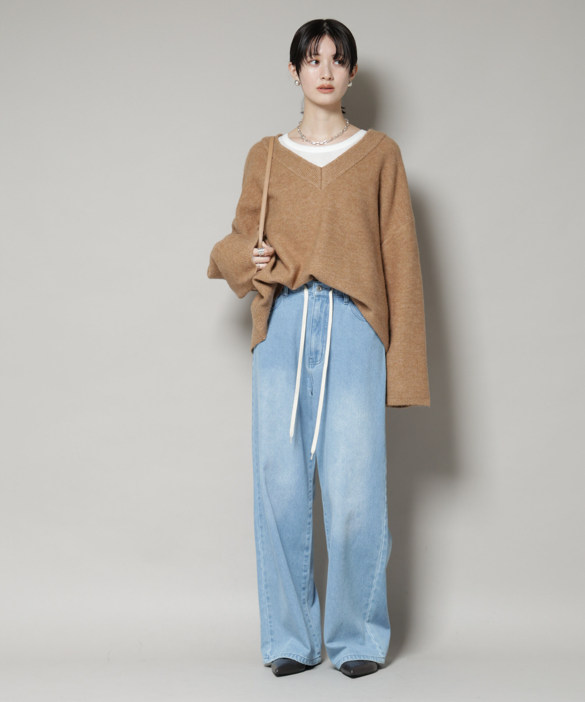 nano･universe「Vネックワイドシルエット圧縮ニット」|ニット・セーター|